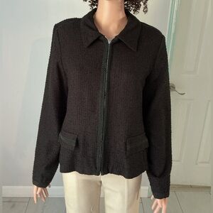 Dressbarn Black Textured Zip-Up Blazer Sz M